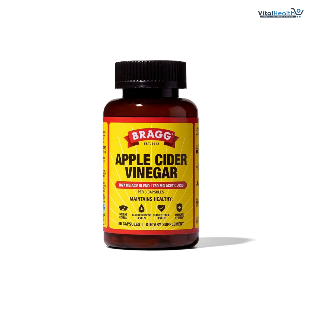 Bragg Organic Apple Cider Vinegar Capsules with Vitamin D and Zinc - 90 Count - Supports Immune System