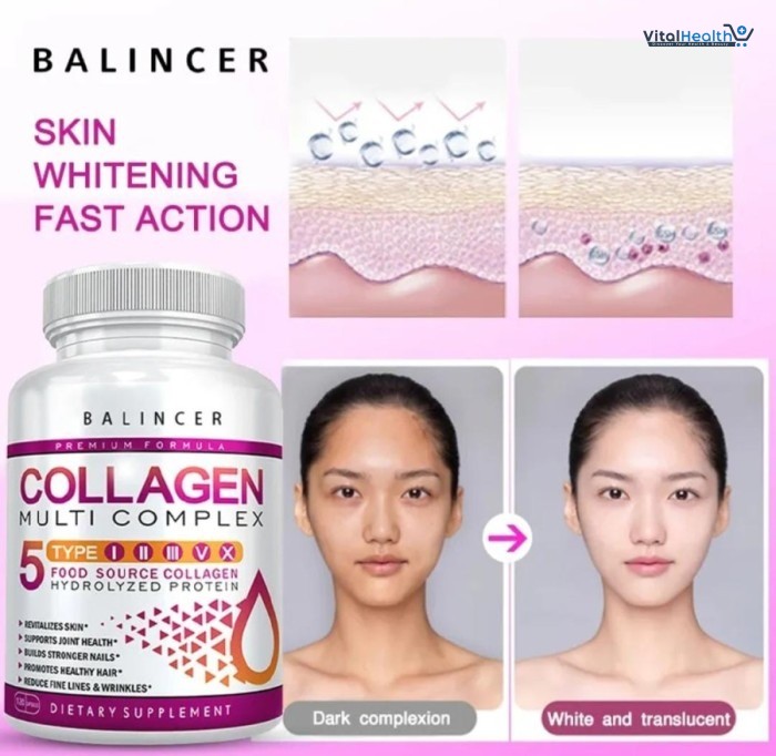 Balincer Collagen Multi Complex Capsules Brighten Skin Tone, Help Joint, Cartilage, Cardiovascular, Skin, Hair, Nails & Digestive Health