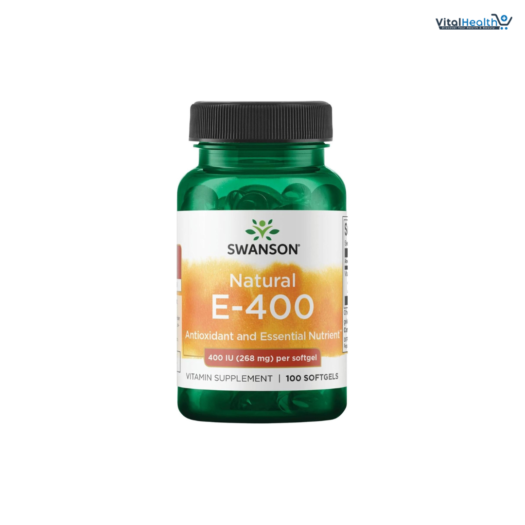 Swanson Natural Vitamin E 400 IU - Dietary Supplement for Daily Antioxidant Support - Can Support Immune System - Essential Nutrient and Vitamin Supplement (268 mg, 100 Softgels)