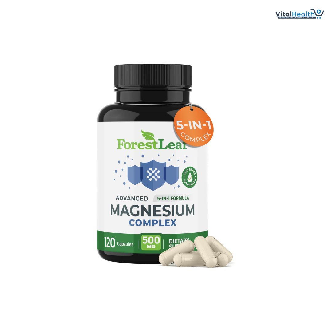 ForestLeaf Magnesium Complex 500mg Magnesium Supplement for Sleep - 5-in-1 (120 Ct)
