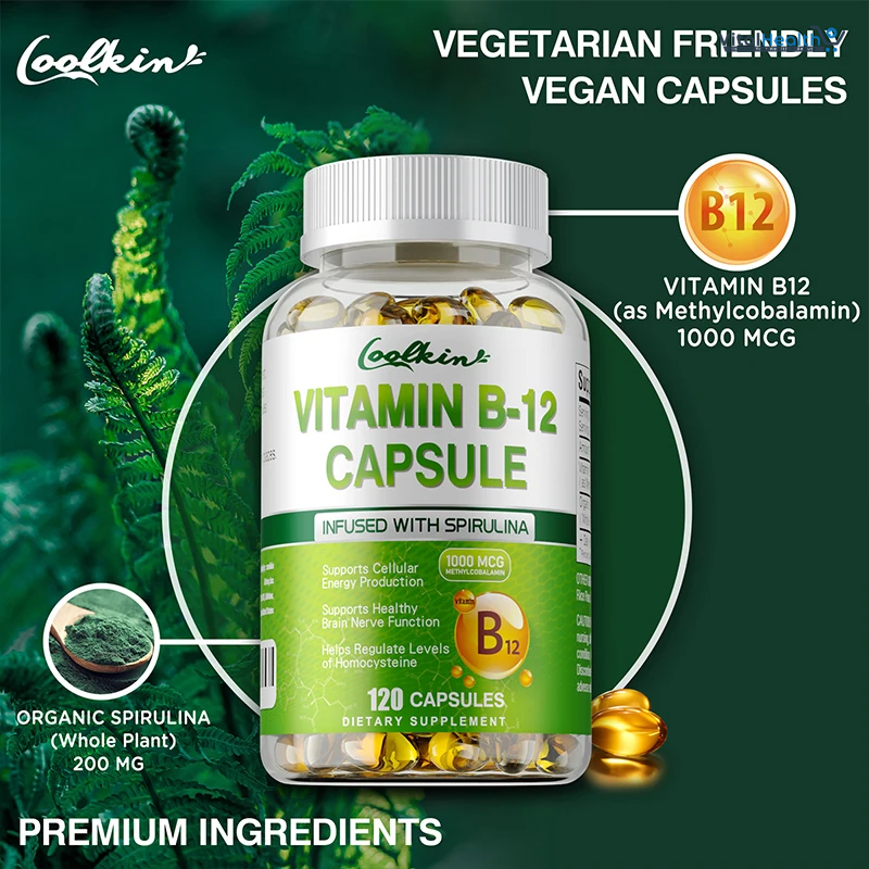 Vitamin B12 Capsules - Methylcobalamin Supplement for Mind, Energy, Brain, Mood, Heart Support - 120 Count