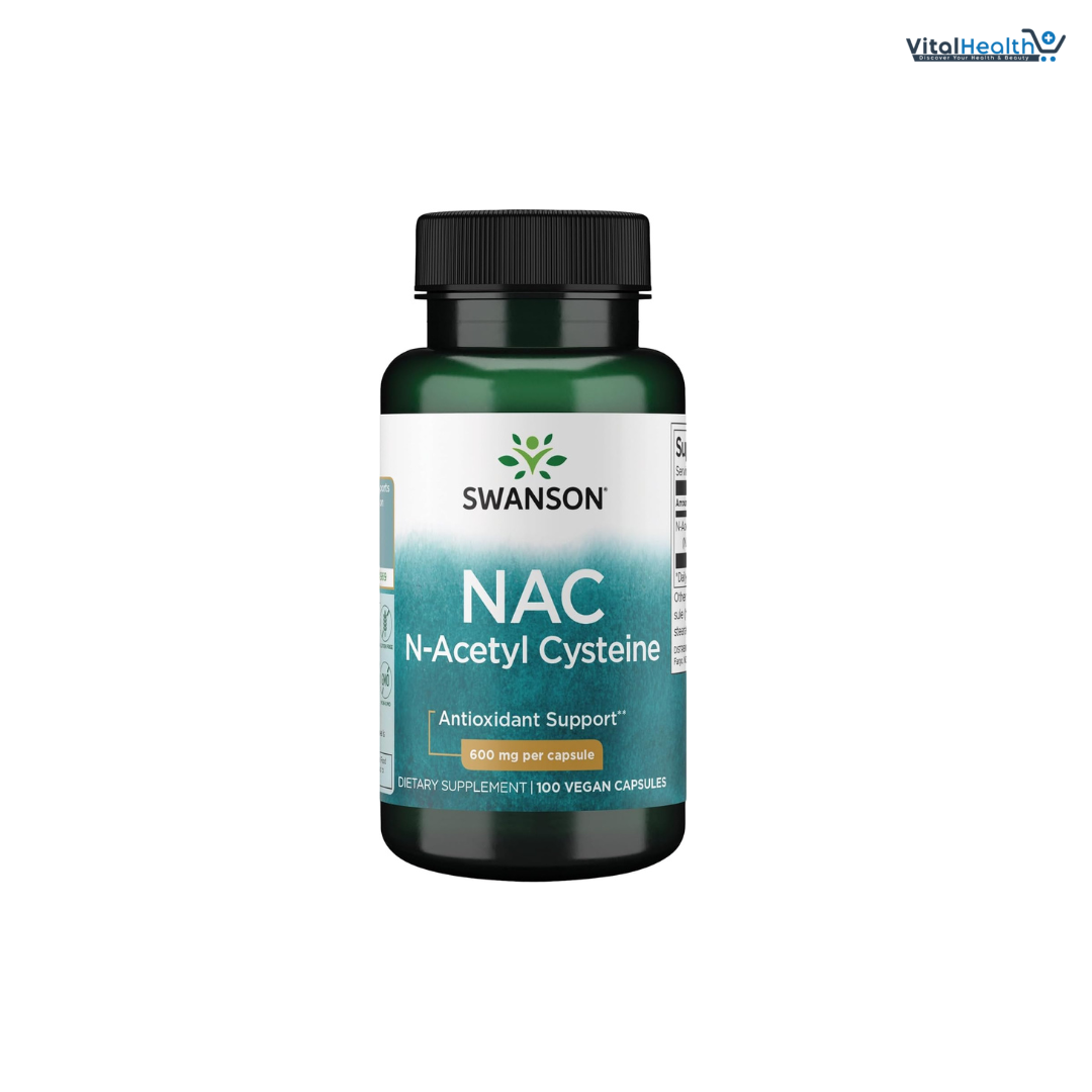 Swanson NAC N-Acetyl Cysteine Antioxidant Liver Support & Amino Acids Supplement 600 mg 100 Capsules