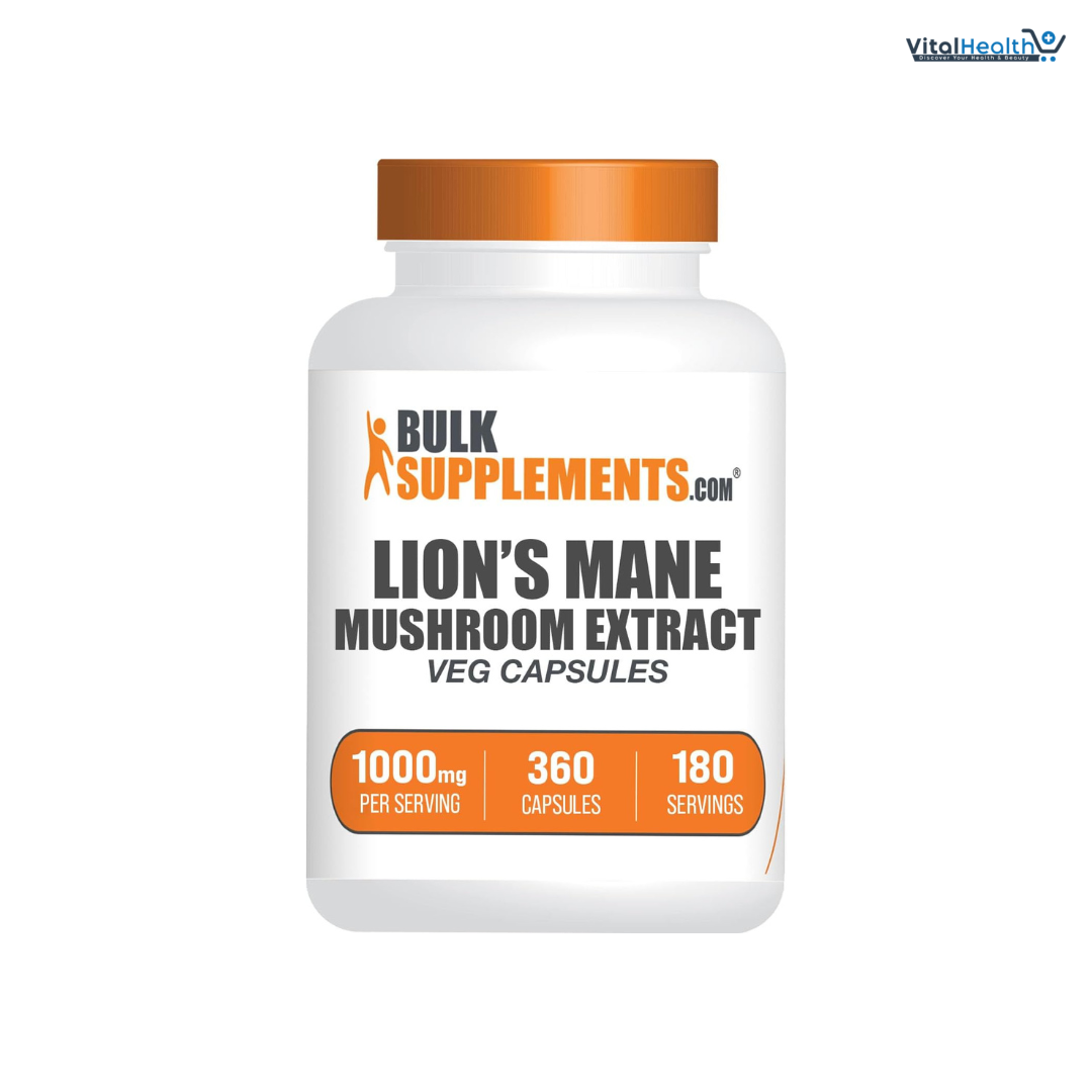 BulkSupplements.com Lion's Mane Mushroom Extract 1000mg _ 360 Capsules