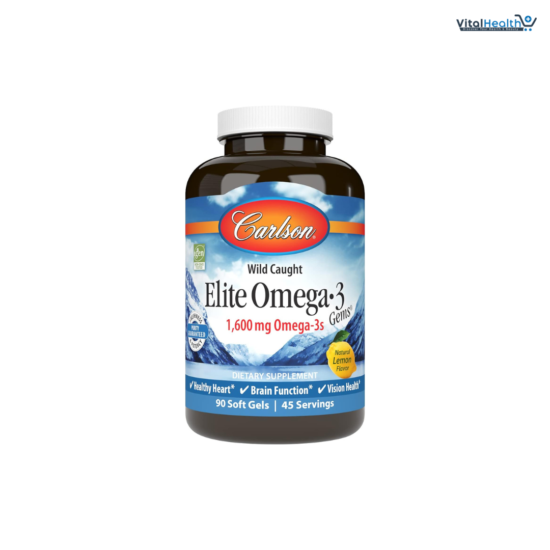 Carlson - Elite Omega-3 Gems, 1600 mg Omega-3 Fatty Acids Including EPA and DHA, Norwegian, Wild-Caught Fish Oil Supplement, Sustainably Sourced Omega 3 Fish Oil Capsules, Lemon, 130 Softgels