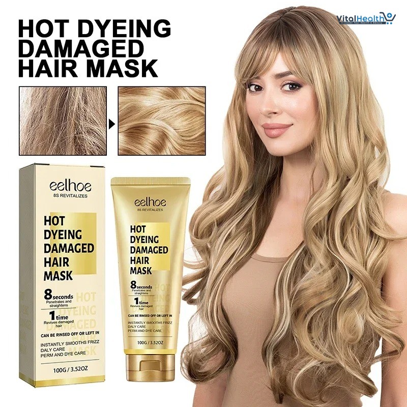 Eelhoe Hot Dyeing Damaged Professional Keratin Hair Mask Repair Damaged Hair Texture Anti Rolling 5 Seconds Magical Smooth Nourish Straighten Hair Care 100g