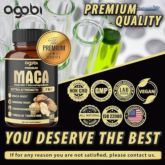Agobi Maca Supplement Made with 7 Natural Ingredients Ginseng Root, Extra Strength