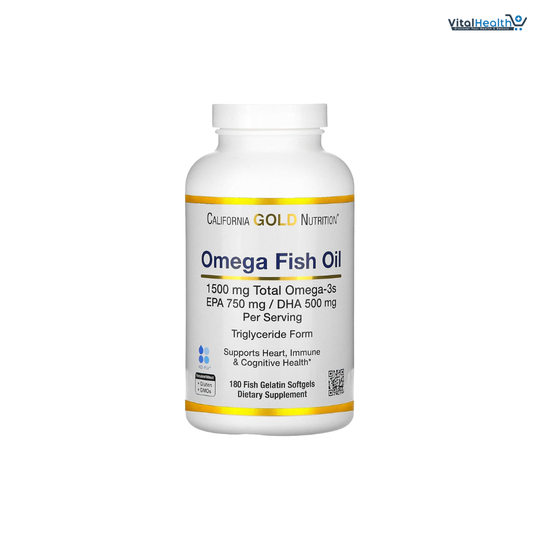 California Gold Nutrition Norwegian Omega-3 Fish Oil with EPA/DHA, Natural Lemon, 180 Softgels