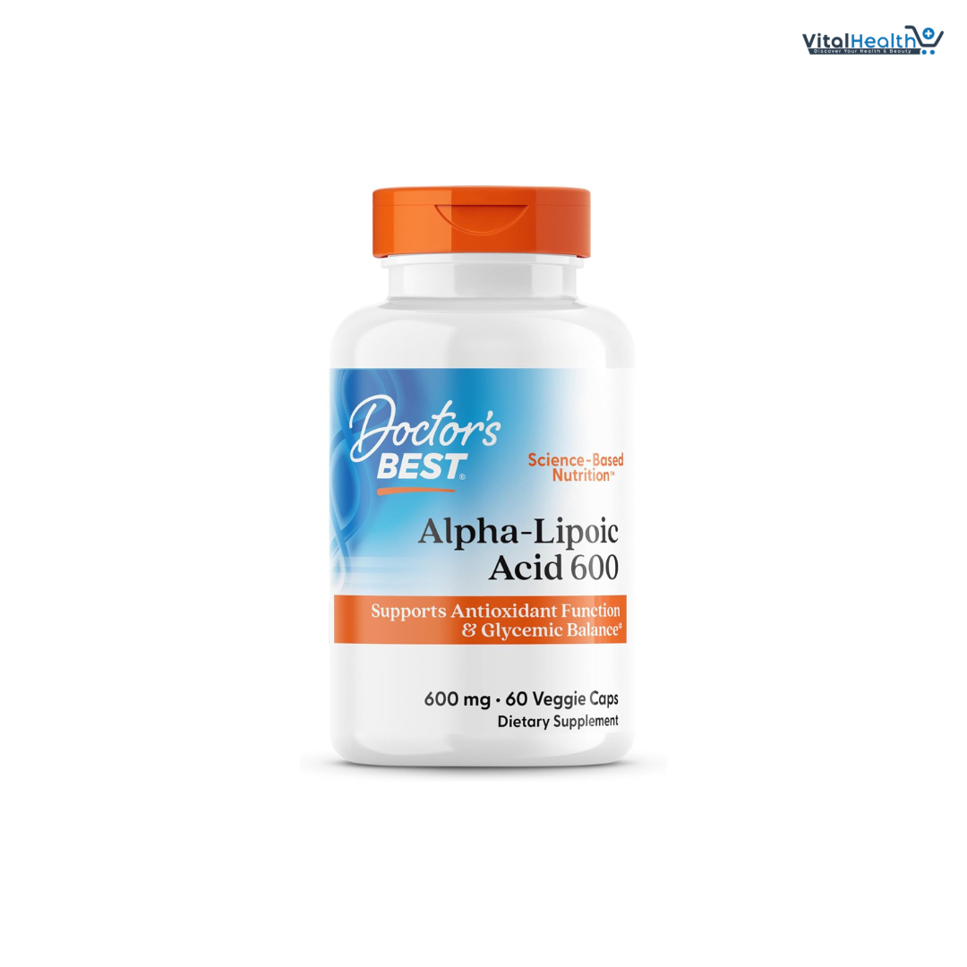Doctor's Best Alpha-Lipoic Acid 600, Supports Antioxidant Function & Glycemic Balances, Non-GMO, Gluten Free, Vegan, Soy Free, 600 mg, 60 Veggie Caps