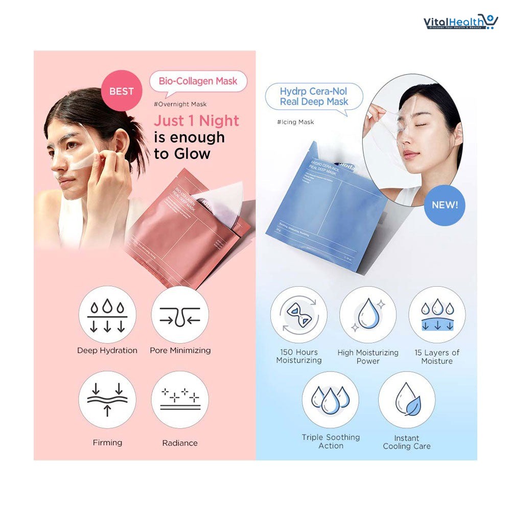 BIODANCE Bio-Collagen Real Deep Mask and Hydro Cera-Nol Real Deep Mask, Hydrating Overnight Hydrogel Mask, Pore Minimizing, Elasticity Improvement 34gm - 1 PC Korean Skincare