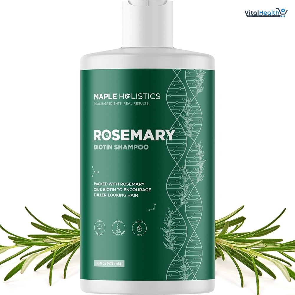 Rosemary and Biotin Shampoo 16 fl oz for Thinning Hair - Vegan Volumizing Shampoo for Fine Hair with Argan and Tea Tree Oil - Paraben Silicone and Sulfate Free Shampoo for Dry Damaged Weak and Thin Ha