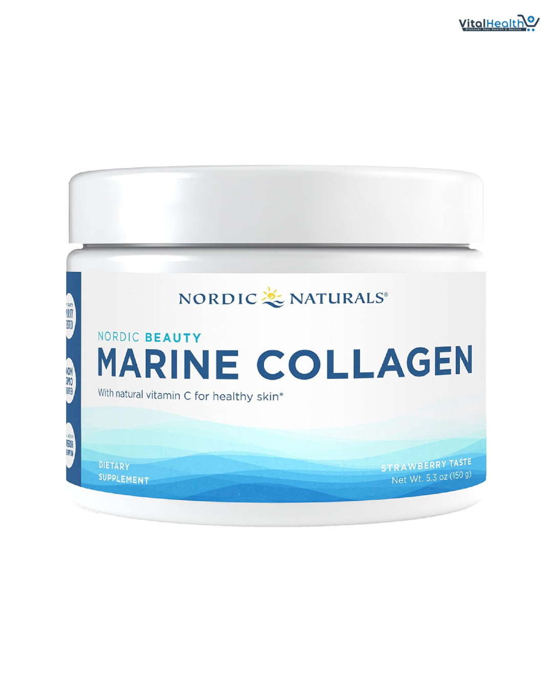 Nordic Naturals Nordic Beauty Marine Collagen Powder, Strawberry - 5.29 Ounces - Collagen Powder Supplement for Healthy Skin, Joints, and Bones, Vitamin C for Antioxidant Support - 30 Servings