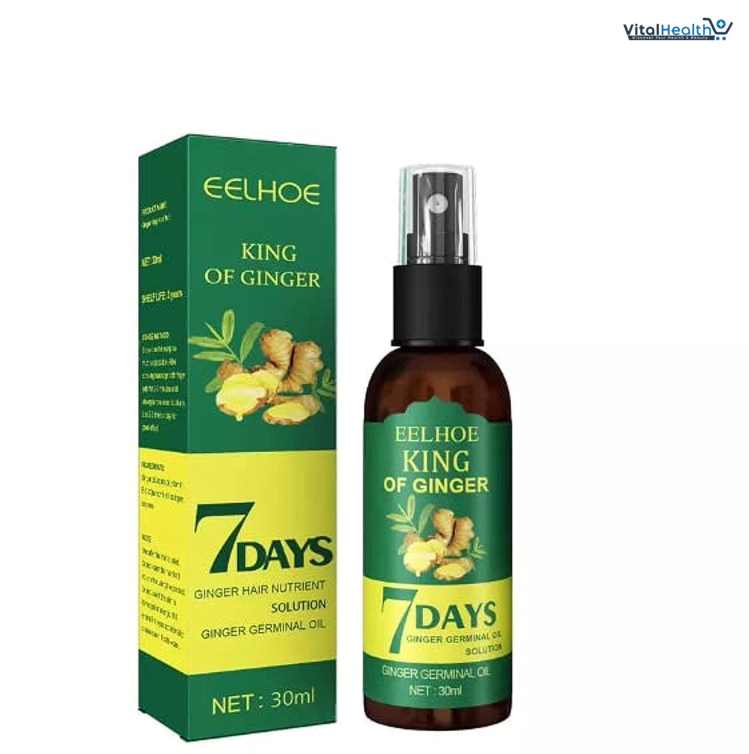 EELHOE King of Ginger 7 Days Ginger Germinal Hair Spray For Damaged Scalp Treatment and Hair Loss