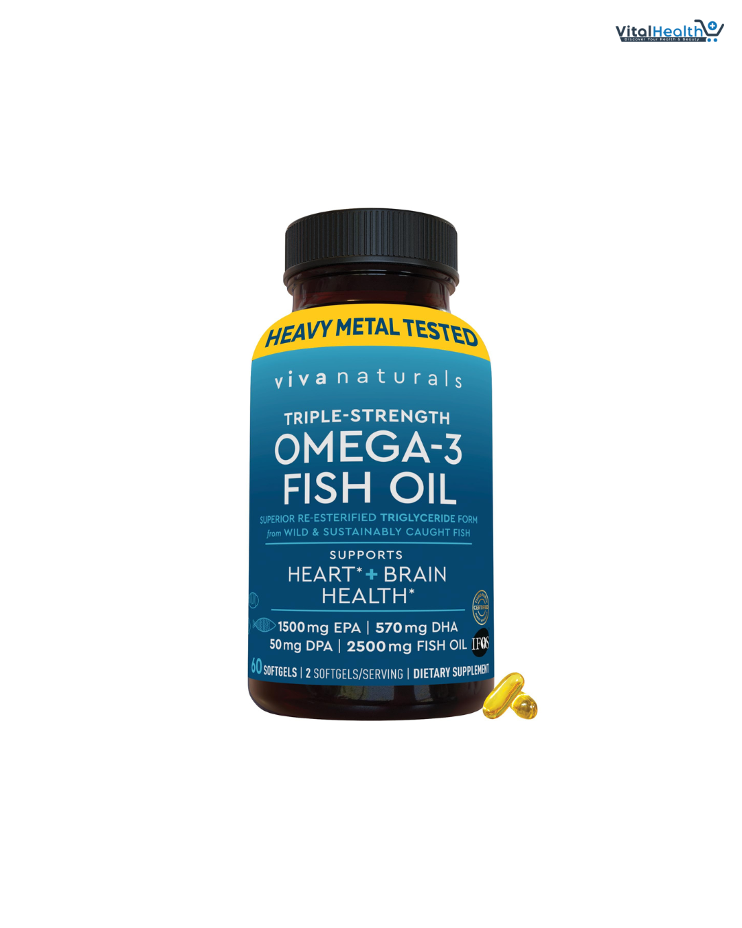 Viva Naturals Triple Strength Omega 3 Fish Oil 2500 mg High-Potency