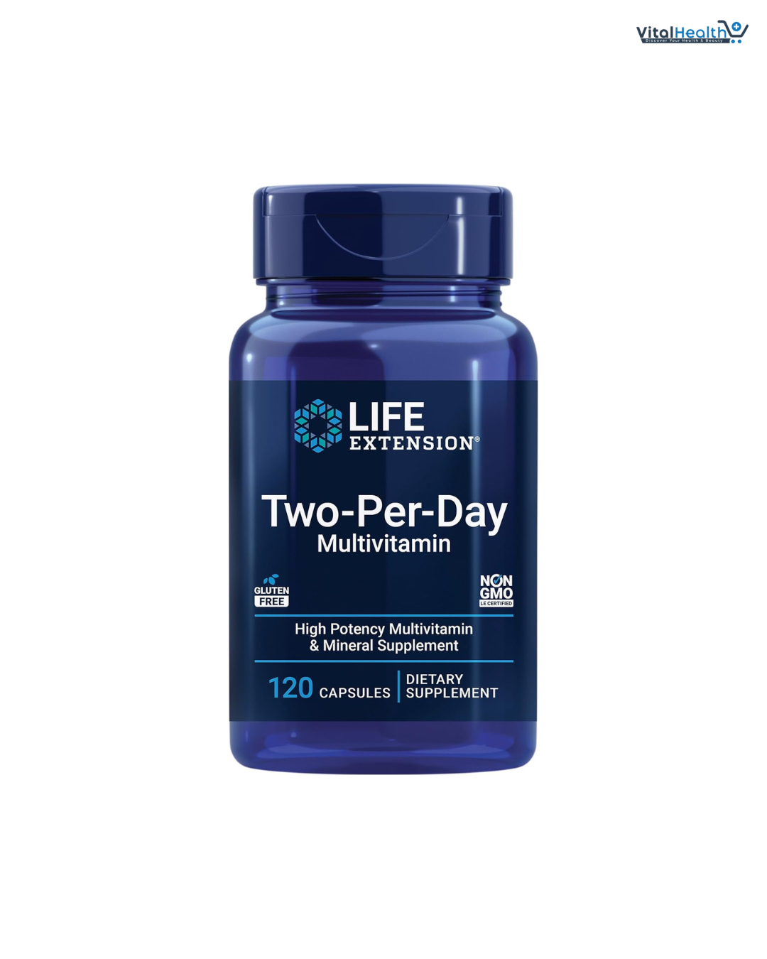 Life Extension Two-Per-Day Multivitamin, Vitamins B, C, D, zinc, Packed with Over 25 Vitamins, Minerals & extracts, Two-Month Supply, Non-GMO, Gluten-Free, 120 Capsules