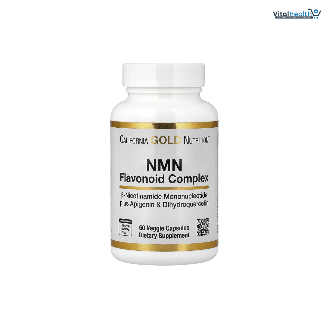 California Gold Nutrition, NMN Flavonoid Complex with Apigenin and Dihydroquercetin, 60 Veggie Capsules
