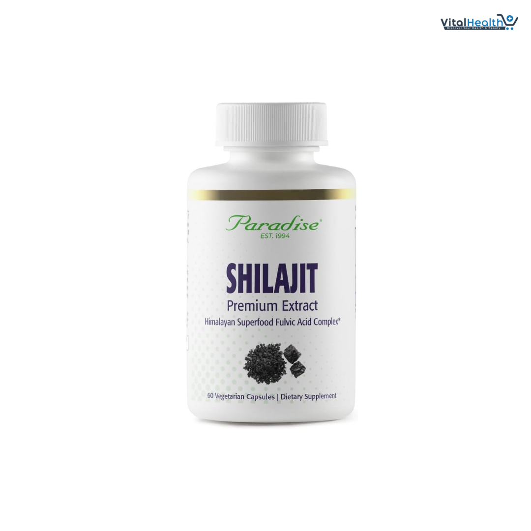 Paradise Herbs Shilajit Extract, Whole Active Plant Extract, Super Potent, Ultra Pure, Vegan, Non-GMO, Gluten Free, Keto, 60 Count Vegetarian Capsules