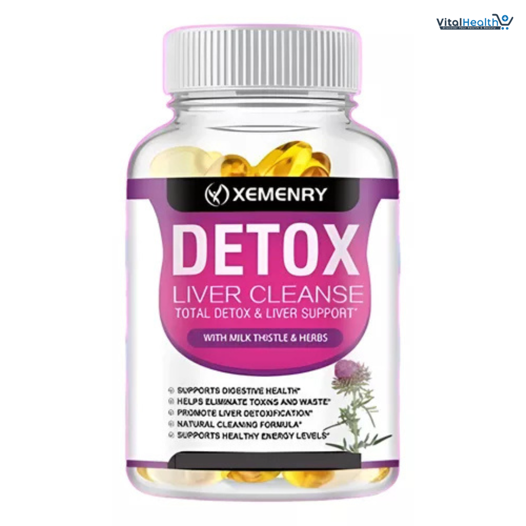 Xemenry Detox Cleansing Liver Support Milk Thistle Extract Capsules Repair Formula Aids Digestion and Elimination of Toxins Non-GMO