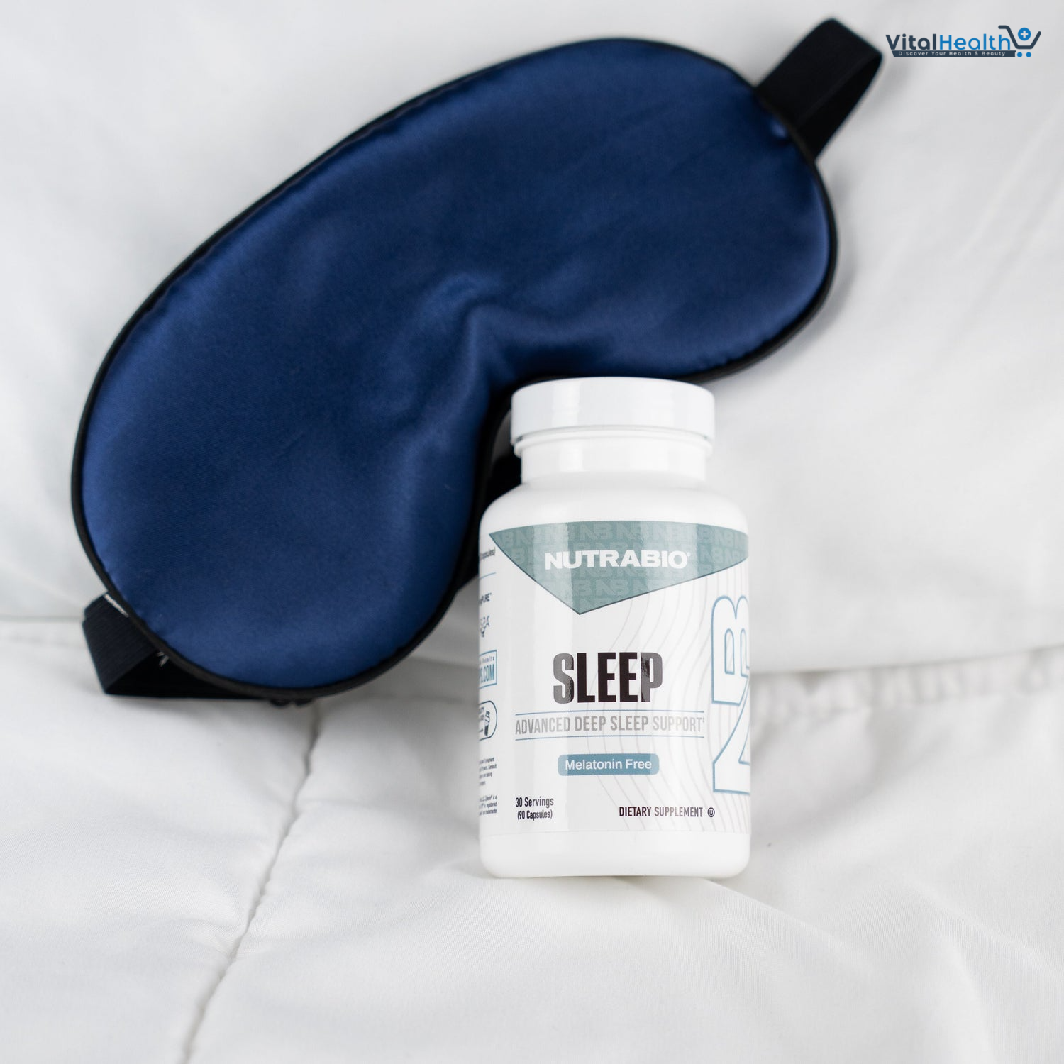 NutraBio Sleep - Advanced Deep Sleep Supplement - Restorative Natural Sleep Aid, Reduces Restlessness - Melatonin Free Sleep Aid - 30 Servings- 90 Capsules
