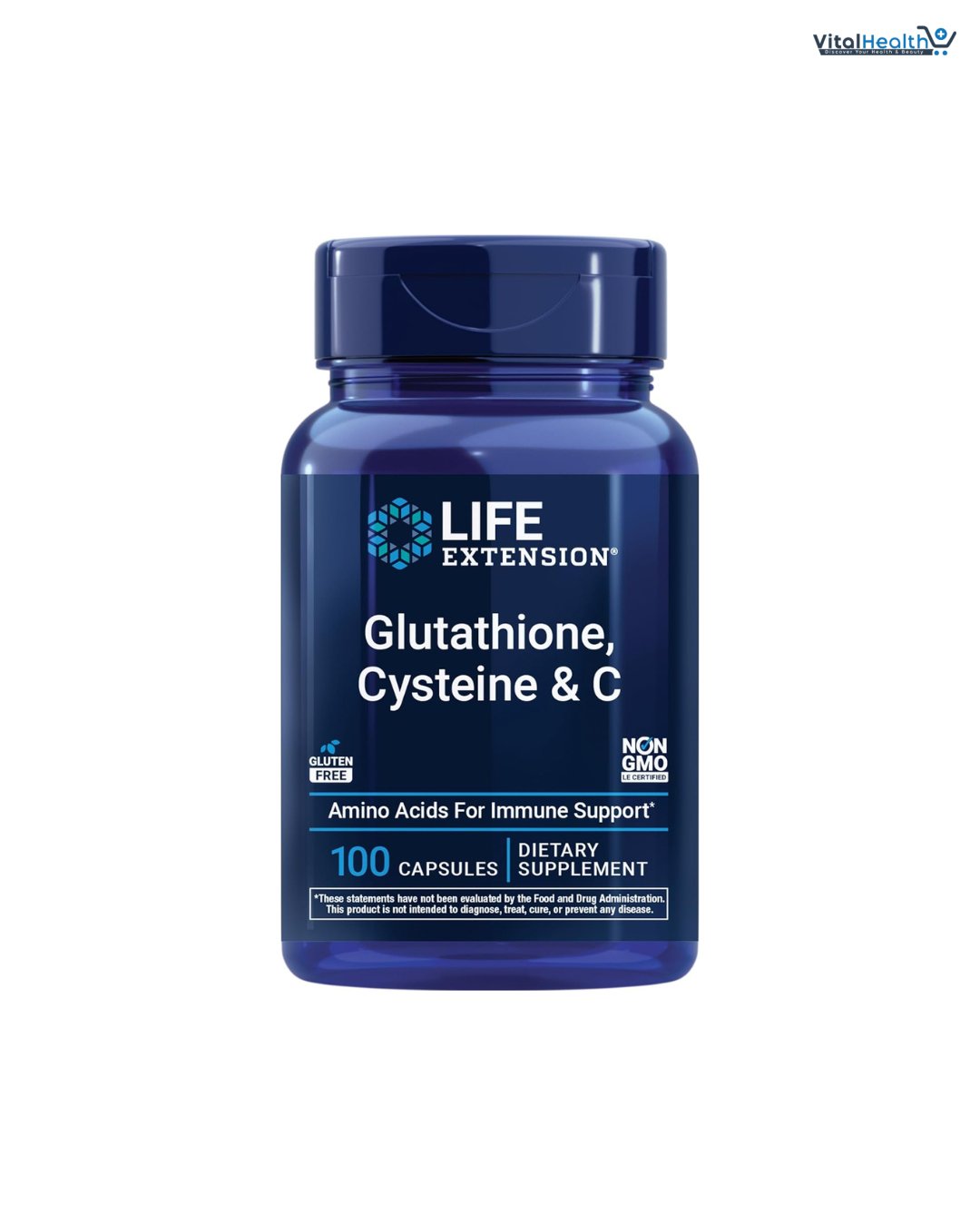 Life Extension Glutathione, Cysteine & C, 500 mg of Vitamin C, Powerful antioxidant Supplement to Support Liver Health, Gluten-Free, Non-GMO, 100 Capsules