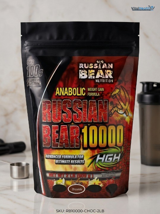 Russian Bear 10000 Mass Gainer 1KG Chocolate Flavor High-Calorie Weight Gain Supplement