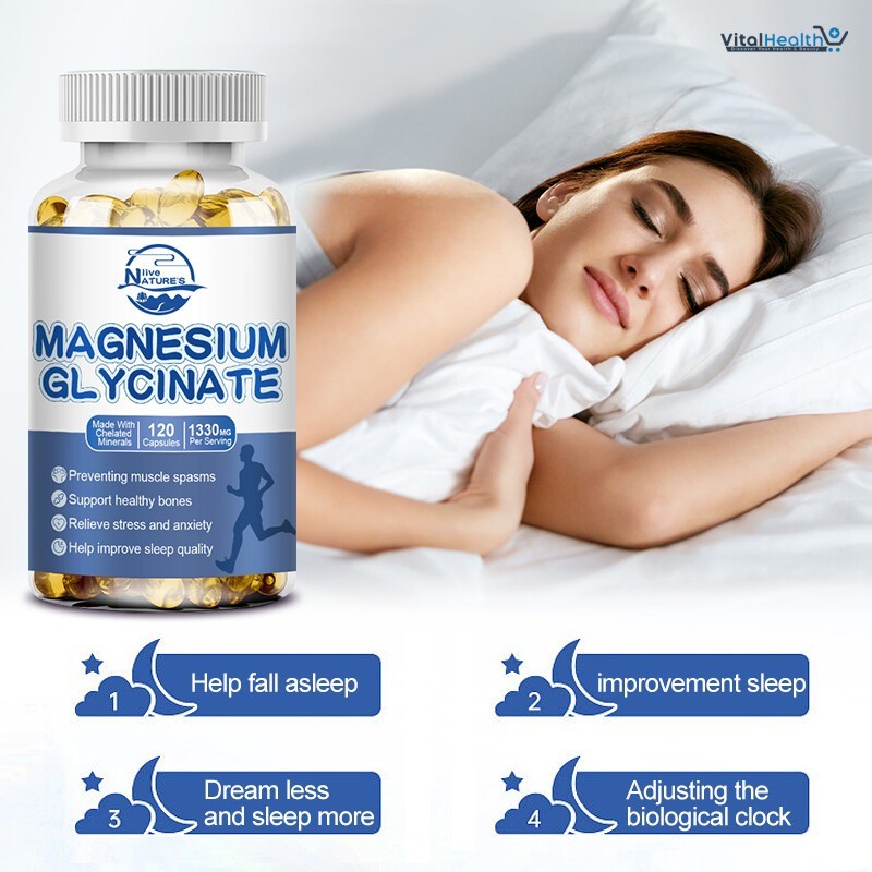 NATURE'S LIVE Magnesium Glycinate 1330mg 120 Capsules Highest Potency Buffered & Chelated