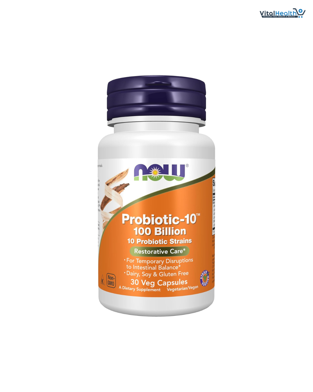 NOW Foods Supplements, Probiotic-10™, 100 Billion, with 10 Probiotic Strains,Dairy, Soy and Gluten Free, Strain Verified, 30 Veg Capsules