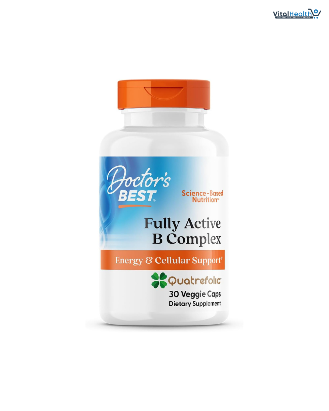Doctors Best Fully Active B Complex, Energy & Cellular Support, Non-GMO, Gluten Free, Soy Free, Vegan 30 Veggie Caps