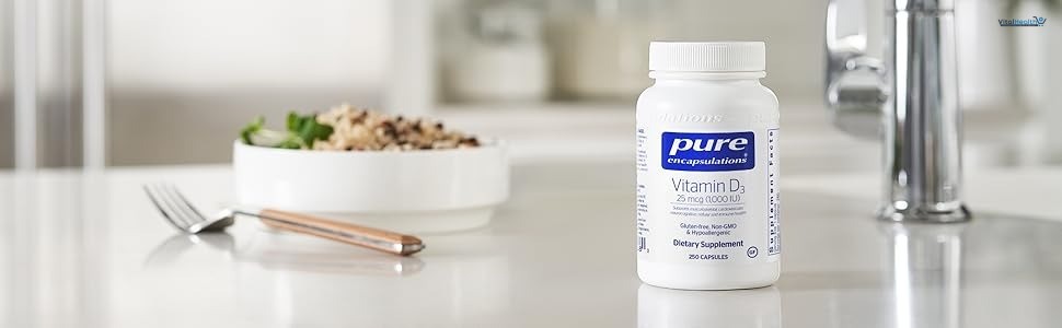 Pure Encapsulations Vitamin D3 25 mcg (1,000 IU) - Supplement to Support Bone, Joint, Breast, Heart, Colon & Immune Health - with Premium Vitamin D - 60 Capsules