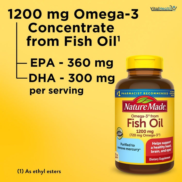 Nature Made Omega-3 Fish Oil 1200 mg 100 Softgels