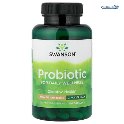 Swanson Probiotic - Digestive Health Supplement w/ 1 Billion CFU per Capsule - Natural Formula Supporting Bowel Regularity & Daily Wellness - 120 Capsules