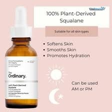 The Ordinary 100% Plant-Derived Squalane, for Skin and Hair, Lightweight Hydration, and Moisture Barrier Support, 1 Fl Oz