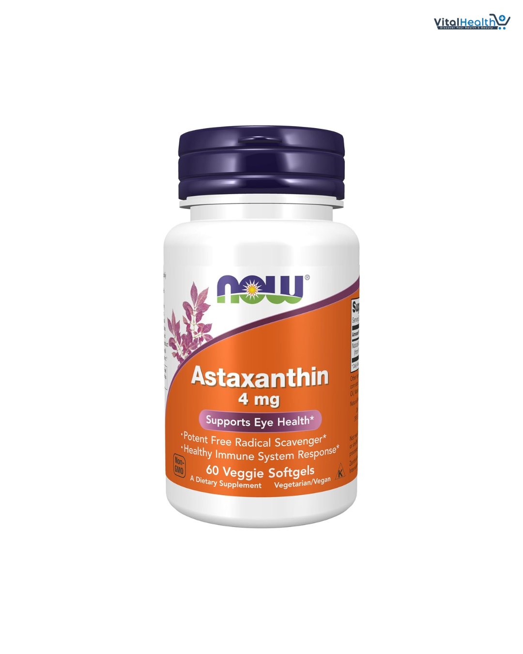 NOW Foods Supplements, Astaxanthin 4 mg, features Zanthin®, Supports Eye Health, 60 Veg Softgels