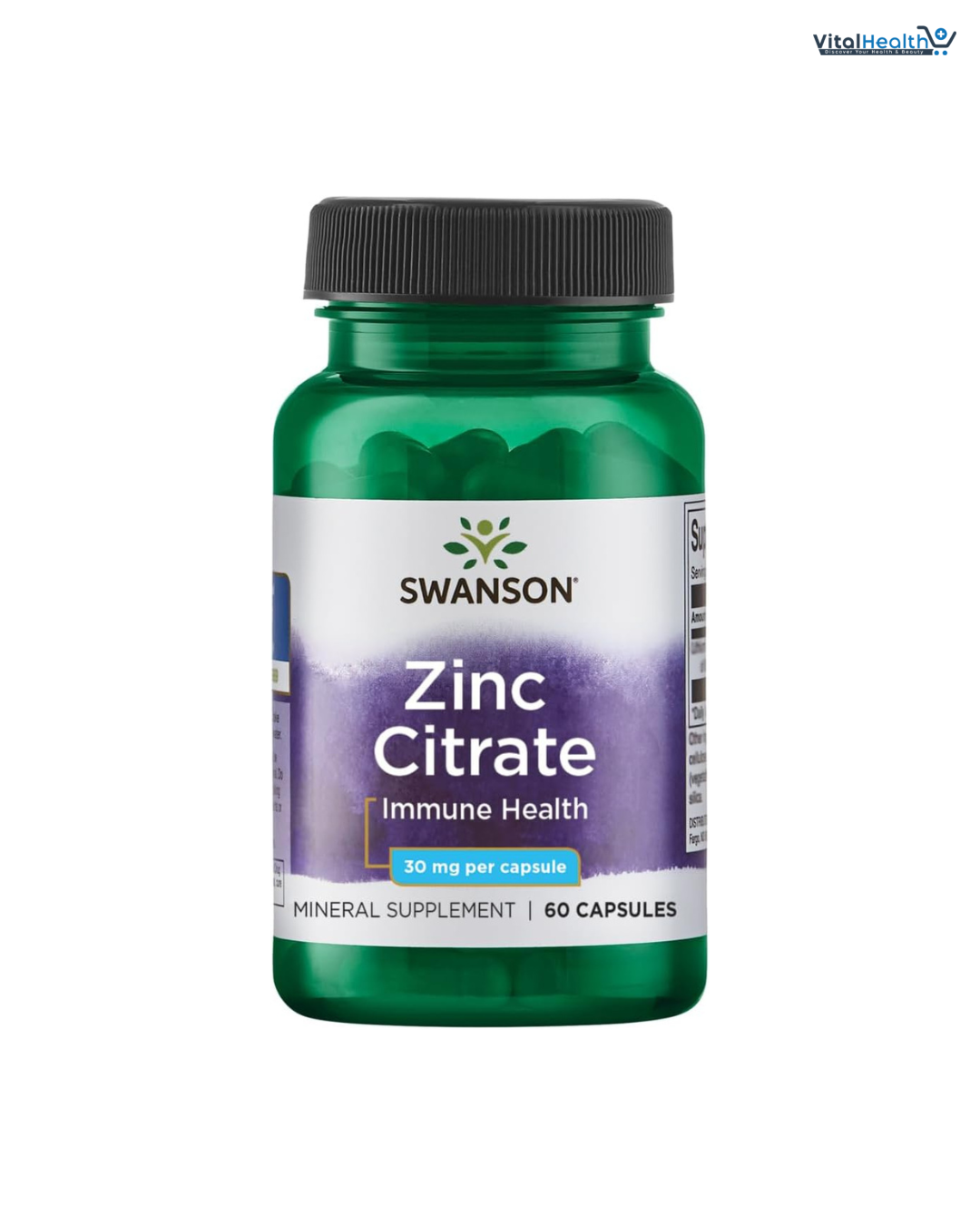 Swanson Zinc Citrate 30mg 60 Capsules _ For Immune Support